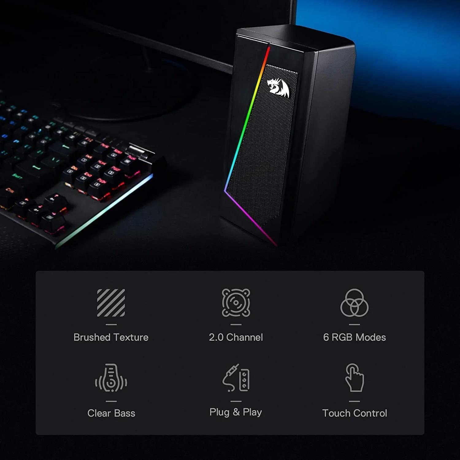 اسپیکر دسکتاپ ریدراگون مدل Gs520 Anvil RGB، 2.0 اسپیکر دسکتاپ ریدراگون مدل Gs520 Anvil RGB، 2.0