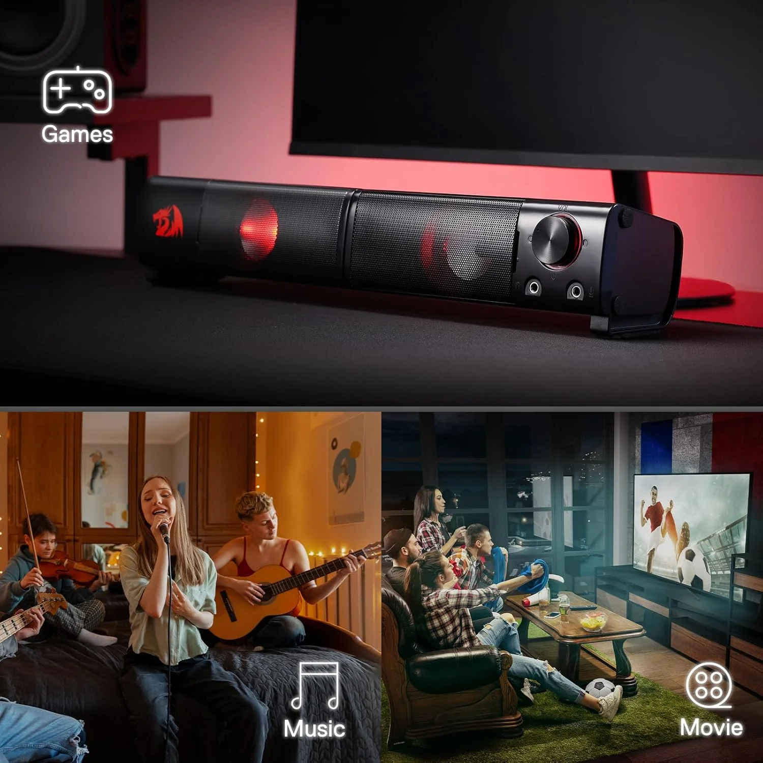 اسپیکر گیمینگ کامپیوتر Redragon GS550 Orpheus، نوار صوتی استریو 2.0 کاناله رومیزی با اندازه جمع و جور و قابل حمل اسپیکر گیمینگ کامپیوتر Redragon GS550 Orpheus، نوار صوتی استریو 2.0 کاناله رومیزی با اندازه جمع و جور و قابل حمل