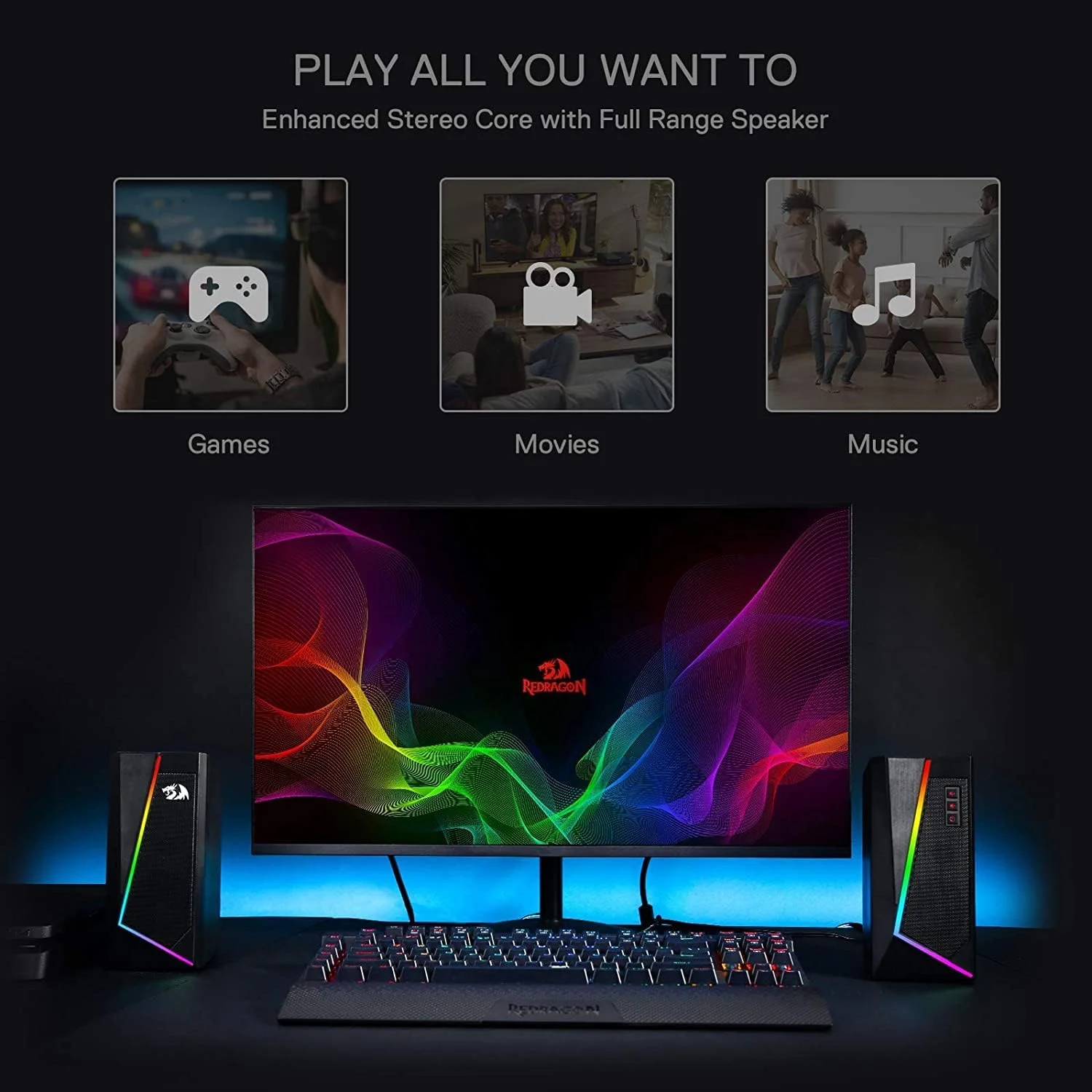 اسپیکر دسکتاپ ریدراگون مدل Gs520 Anvil RGB، 2.0 اسپیکر دسکتاپ ریدراگون مدل Gs520 Anvil RGB، 2.0