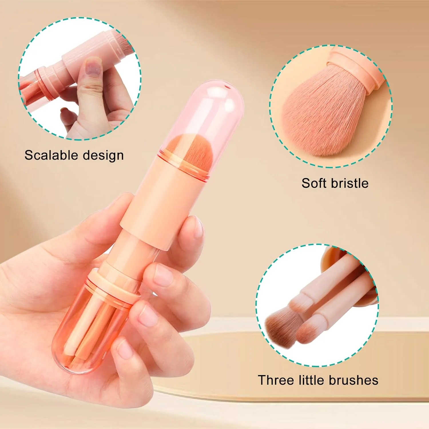 LuckyOpt Makeup Brushes, Potable 4 in 1 Facial Make Up Tools for Travel, Retractable Make up Brush Set, Travel Brushes Makeup for Eyeshadow, Highlight (Green) LuckyOpt Makeup Brushes, Potable 4 in 1 Facial Make Up Tools for Travel, Retractable Make up Brush Set, Travel Brushes Makeup for Eyeshadow, Highlight (Green)