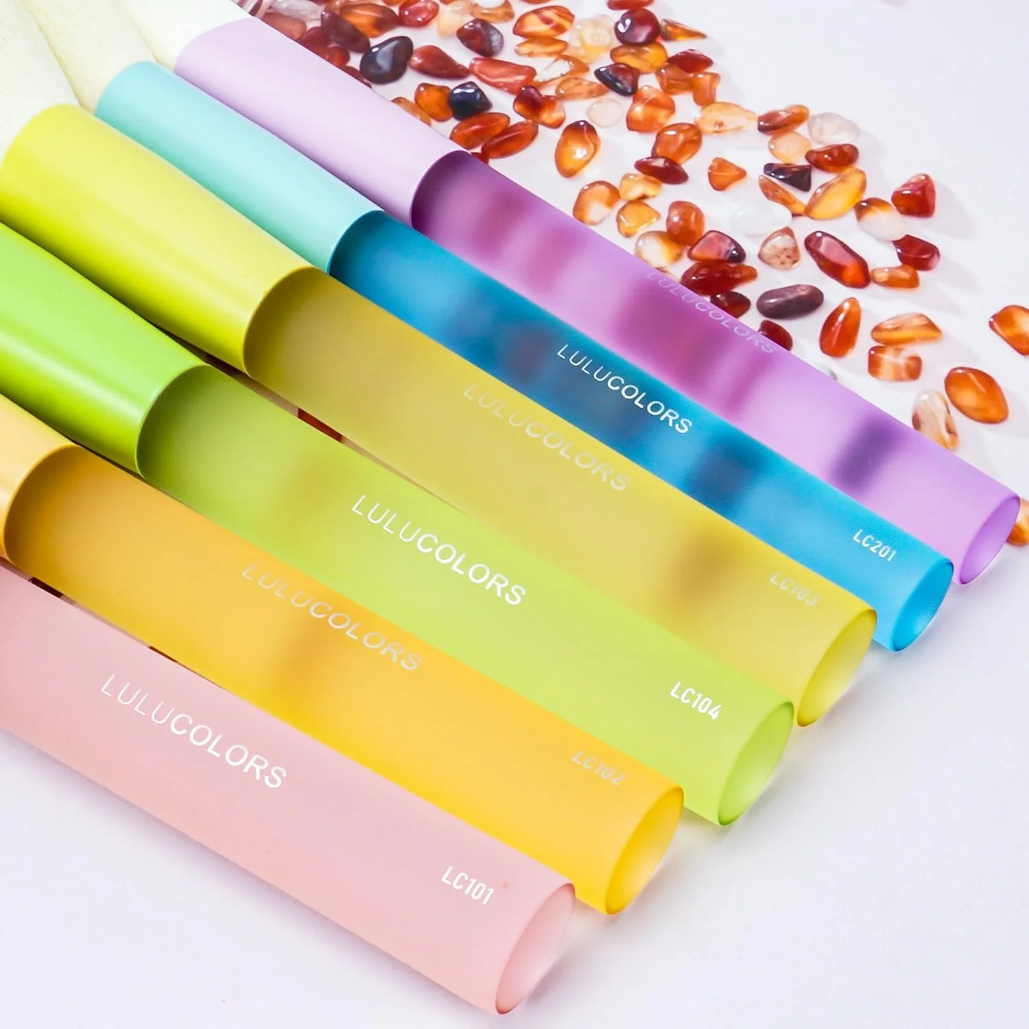 ست برس آرایشی 18 تکه حرفه ای LULUCOLORS - مجموعه چند رنگ مناسب مسافرت با برس های پودر مخروطی، کابوکی، رژگونه، سایه چشم، خط چشم - موهای نرم، دسته های لاستیکی ست برس آرایشی 18 تکه حرفه ای LULUCOLORS - مجموعه چند رنگ مناسب مسافرت با برس های پودر مخروطی، کابوکی، رژگونه، سایه چشم، خط چشم - موهای نرم، دسته های لاستیکی