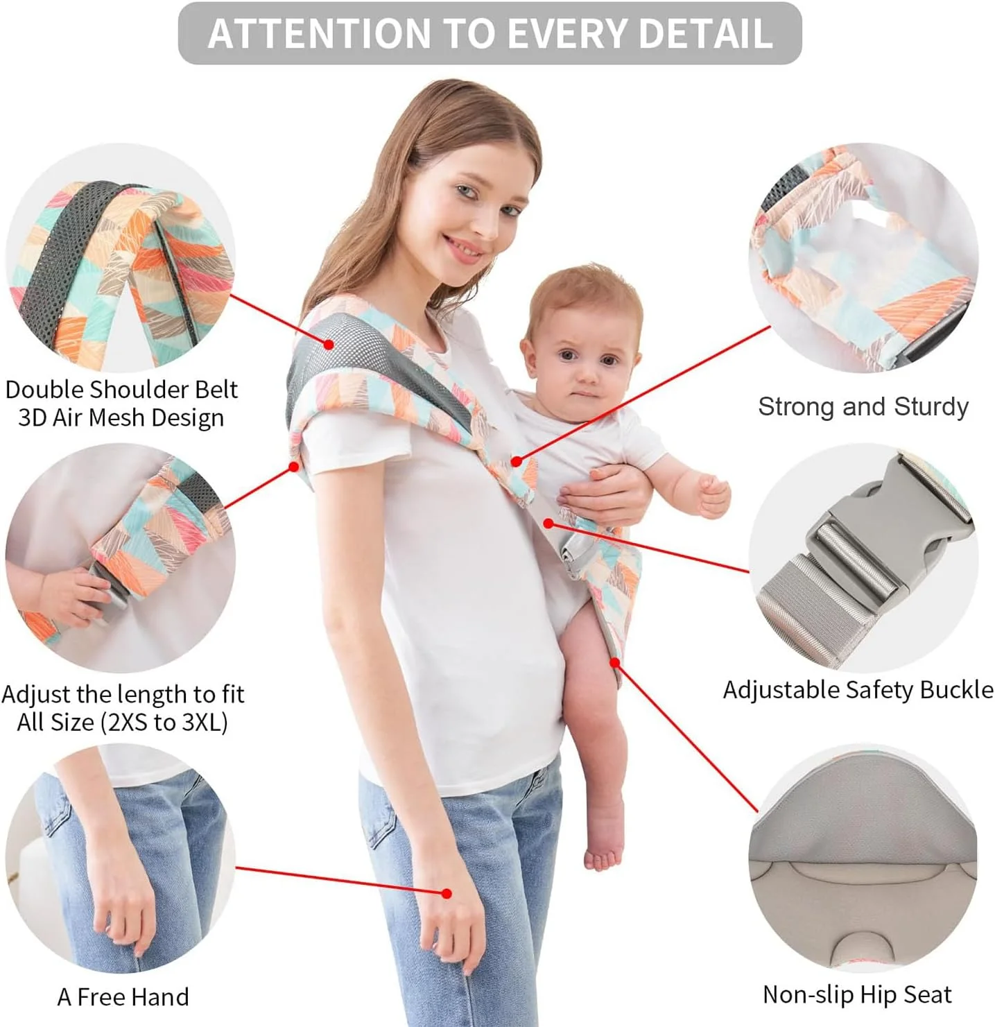 آغوشی نوزاد X spring، آغوشی قابل تنظیم و قابل حمل کودک نوپا، آغوشی یک طرفه جمع و جور کودک، آغوشی نیمه پیچیده نوزاد برای حمل نوزادان تازه متولد شده تا کودکان نوپا تا وزن 20 کیلوگرم (B)