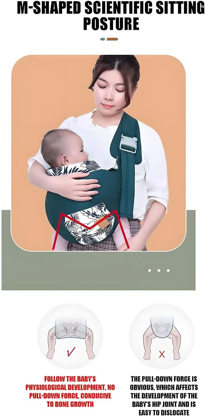 اسلینگ حمل نوزاد X spring، مناسب برای نوزاد و کودک نوپا، اسلینگ چند منظوره قابل حمل، ارگونومیک و قابل تنظیم از جنس پنبه، مناسب برای حمل آسان نوزاد