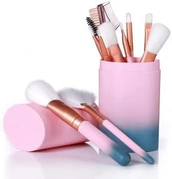 ست برس آرایشی سایه چشم 12 عددی با موهای نرم، ابزار آرایشی، برس رژگونه صورت و چشم، برس استوانه ای لوازم آرایشی (رنگ: G)