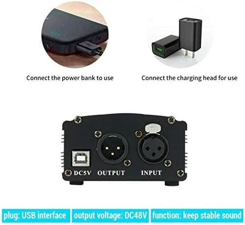 منبع تغذیه فانتوم 48 ولت DEVICE OF URBAN INFOTECH برای میکروفون های کاندنسر، منبع تغذیه فانتوم برای ضبط موسیقی و کیت پخش زنده، مجموعه لوازم جانبی Smule Starmaker به همراه کابل XLR منبع تغذیه فانتوم 48 ولت DEVICE OF URBAN INFOTECH برای میکروفون های کاندنسر، منبع تغذیه فانتوم برای ضبط موسیقی و کیت پخش زنده، مجموعه لوازم جانبی Smule Starmaker به همراه کابل XLR