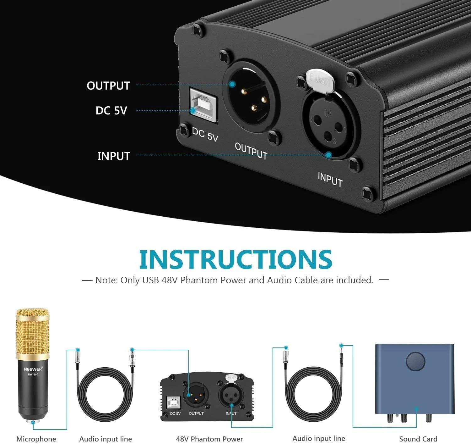 منبع تغذیه فانتوم 48 ولت DEVICE OF URBAN INFOTECH برای میکروفون های کاندنسر، منبع تغذیه فانتوم برای ضبط موسیقی و کیت پخش زنده، مجموعه لوازم جانبی Smule Starmaker به همراه کابل XLR منبع تغذیه فانتوم 48 ولت DEVICE OF URBAN INFOTECH برای میکروفون های کاندنسر، منبع تغذیه فانتوم برای ضبط موسیقی و کیت پخش زنده، مجموعه لوازم جانبی Smule Starmaker به همراه کابل XLR