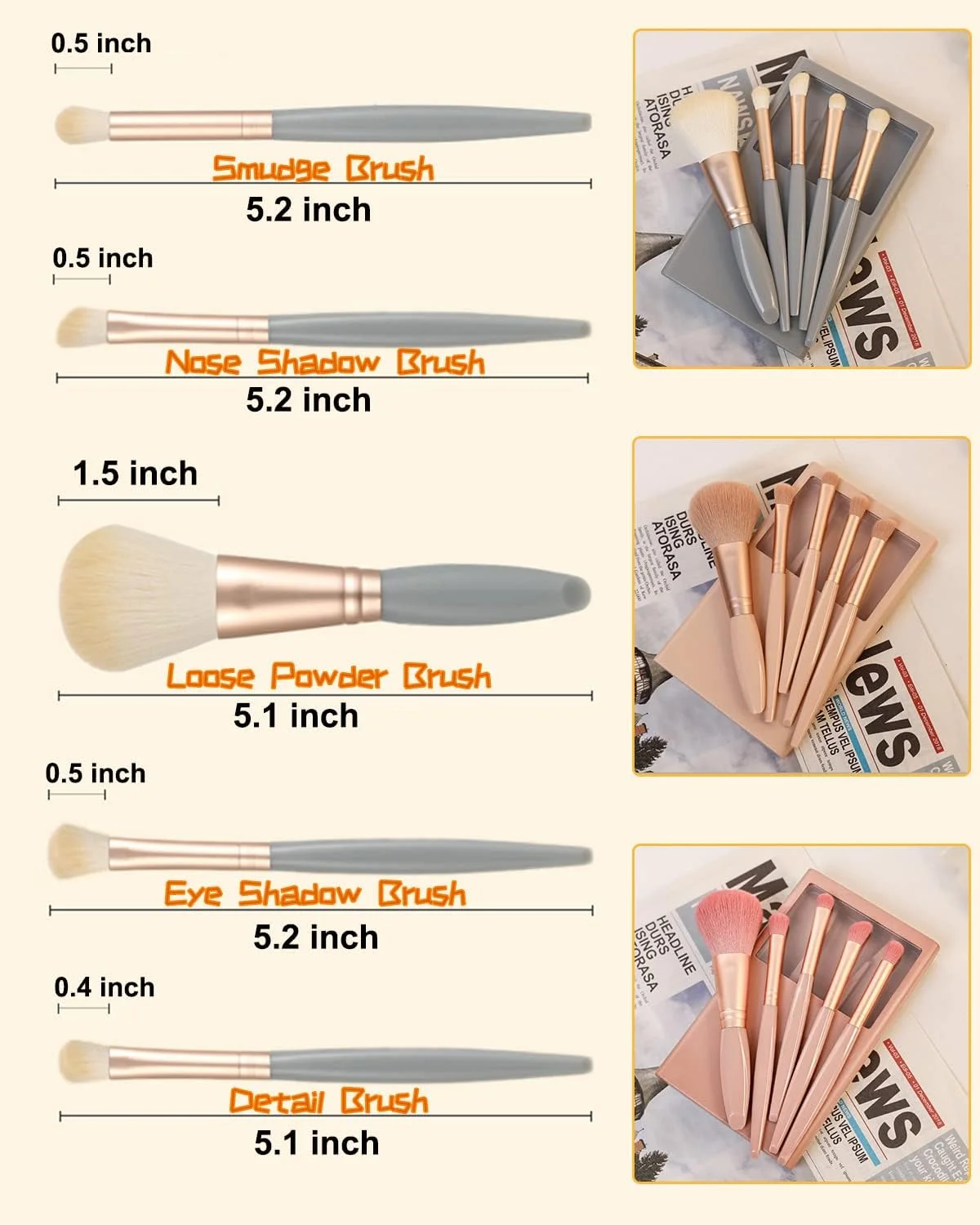 Makeup Brushes Set, Small Complete Function Cosmetic Brushes Kit Perfect for On The Go,Easy-taken Mini Makeup Brush Set with Case and Mirror, (Apricot) Makeup Brushes Set, Small Complete Function Cosmetic Brushes Kit Perfect for On The Go,Easy-taken Mini Makeup Brush Set with Case and Mirror, (Apricot)