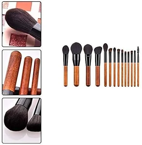 ست برس آرایشی دسته چوبی، ست 14 عددی برس آرایشی ممتاز مصنوعی برای کرم پودر، ترکیب، پودر صورت، رژگونه، کانسیلر، لوازم آرایشی چشم، 23 * 18 * 3 سانتی متر، مشکی براق ست برس آرایشی دسته چوبی، ست 14 عددی برس آرایشی ممتاز مصنوعی برای کرم پودر، ترکیب، پودر صورت، رژگونه، کانسیلر، لوازم آرایشی چشم، 23 * 18 * 3 سانتی متر، مشکی براق