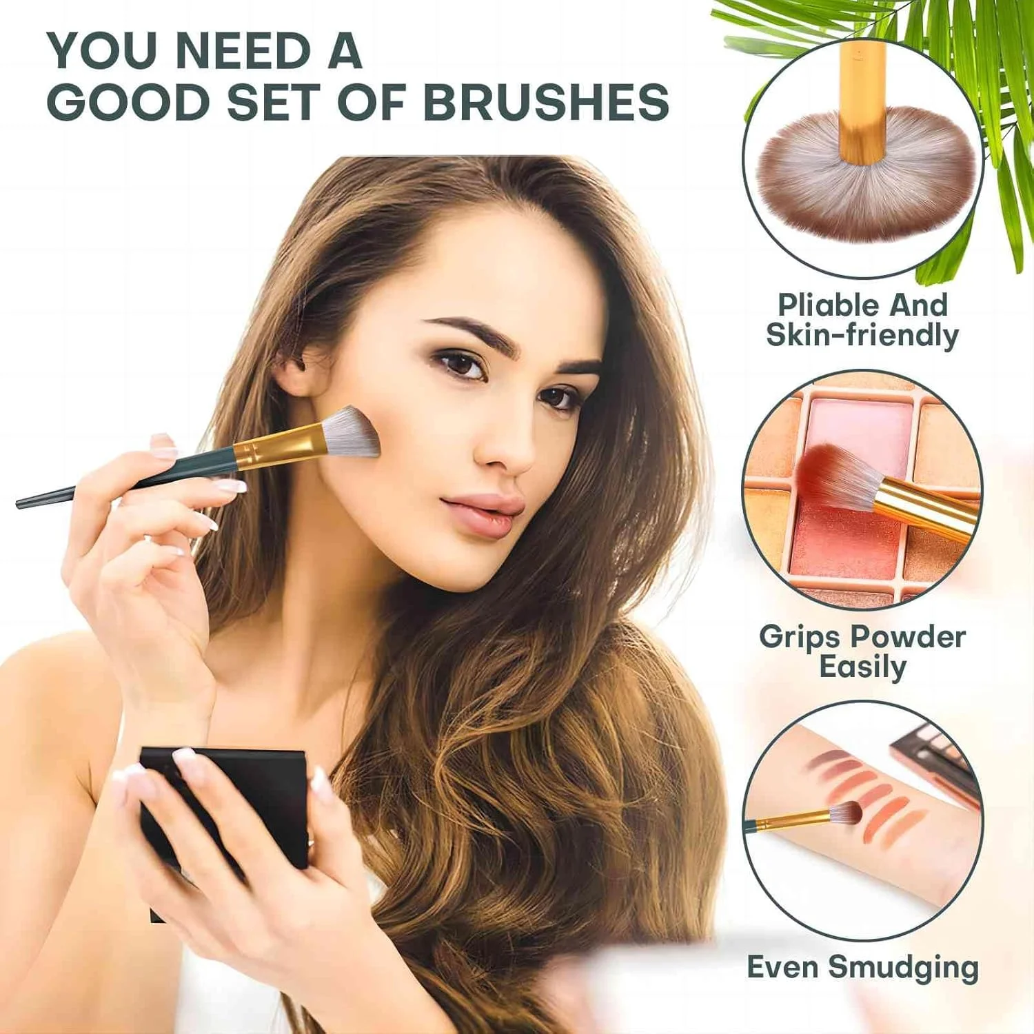 ست براش آرایشی نامزی 5 تکه، براش های ممتاز و مصنوعی برای کرم پودر، کانسیلر، سایه چشم، رژگونه، صورتی، به همراه کیف نگهداری صورتی