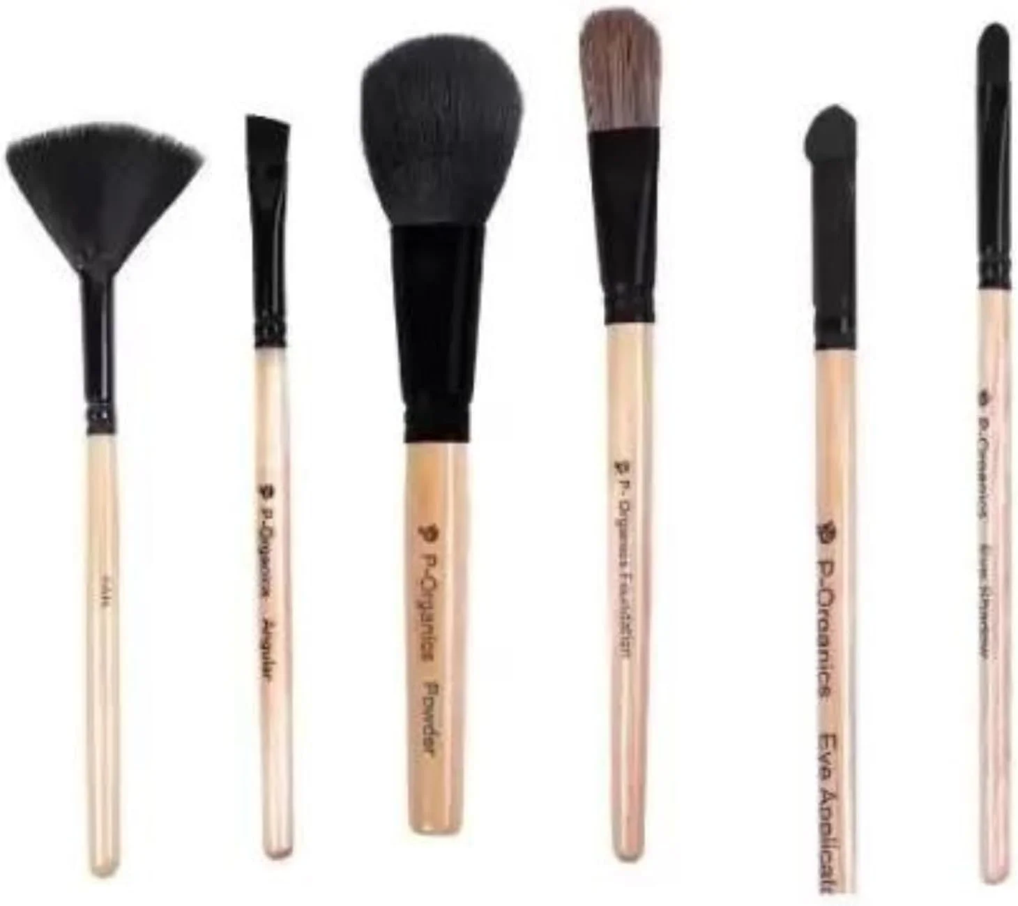 ست برس آرایشی حرفه ای صورت و چشم P-Organics - کیت 6 تکه برای استفاده دقیق با موهای مصنوعی نرم، ایده آل برای فرمولاسیون های آرایشی مایع، کرمی و پودری