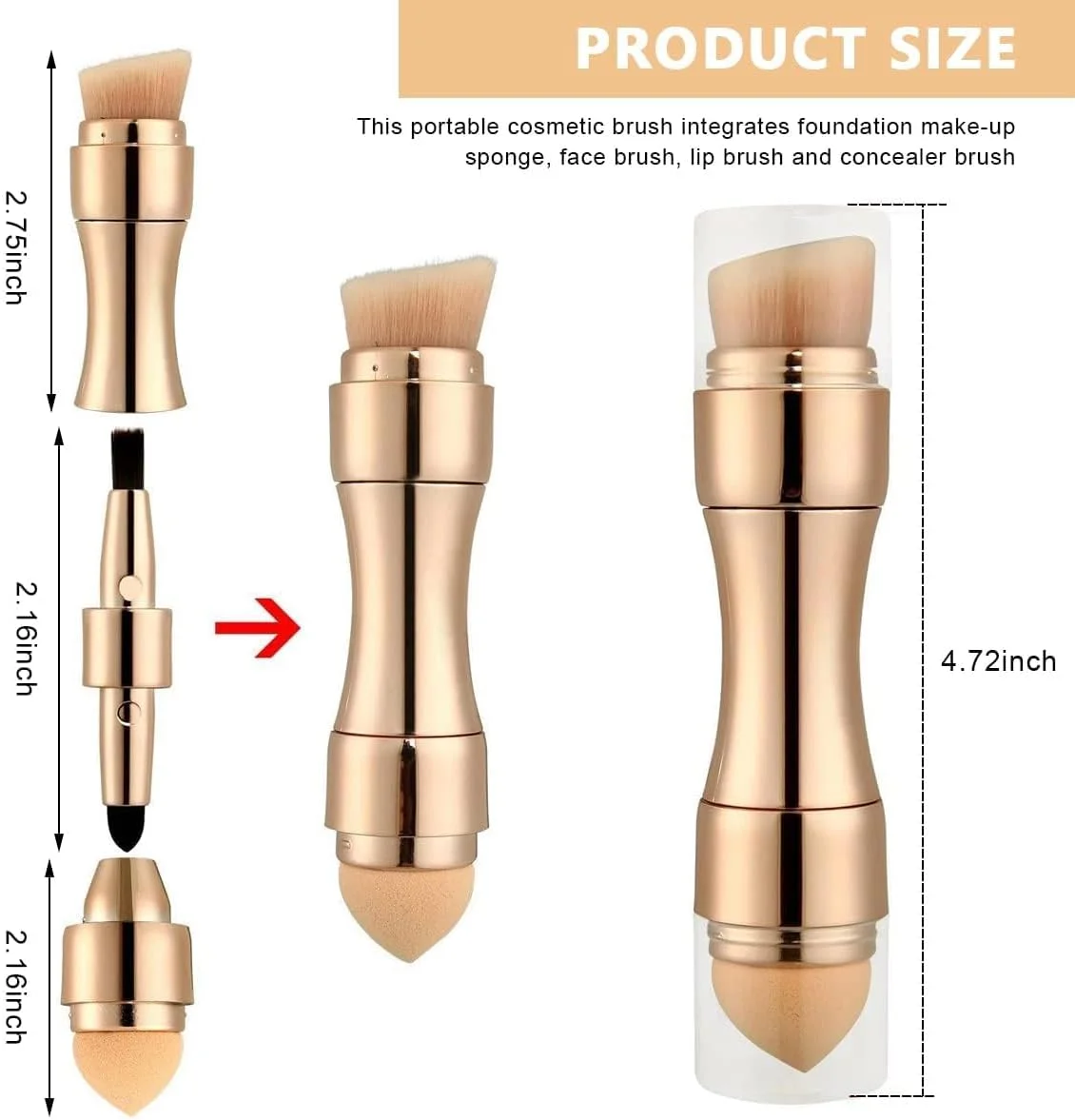 Portable Makeup Brush Set, Travel 4 in 1 Brush Sets in Makeup Set of 1 Portable Makeup Brush Set, Travel 4 in 1 Brush Sets in Makeup Set of 1