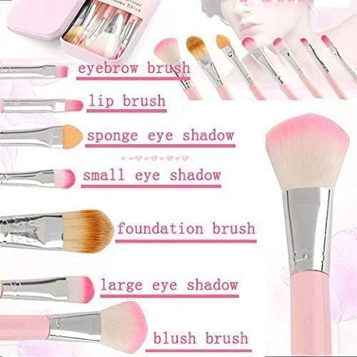 Prasadhkam Women's & Girl's Soft Bristles 7 Pcs Pink Makeup Brushes Set with 1 Pink Beauty Blender - (Pack of 8) Prasadhkam Women's & Girl's Soft Bristles 7 Pcs Pink Makeup Brushes Set with 1 Pink Beauty Blender - (Pack of 8)
