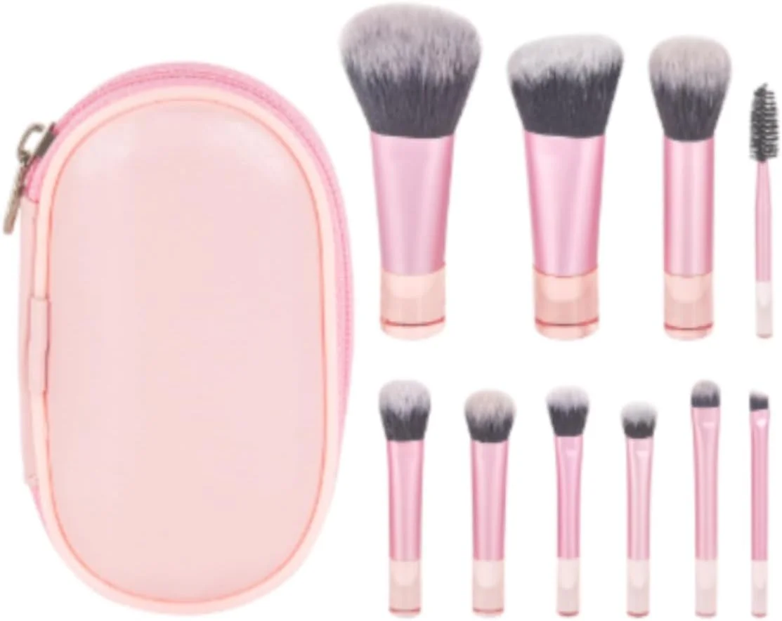 Portable Makeup Brush Set 10Pcs Full Complete Cosmetic Brushes Kit with Case for Foundation Blush Eye Shadow Lightweight Travel Size Premium Synthetic Bristles Versatile Daily and Use
