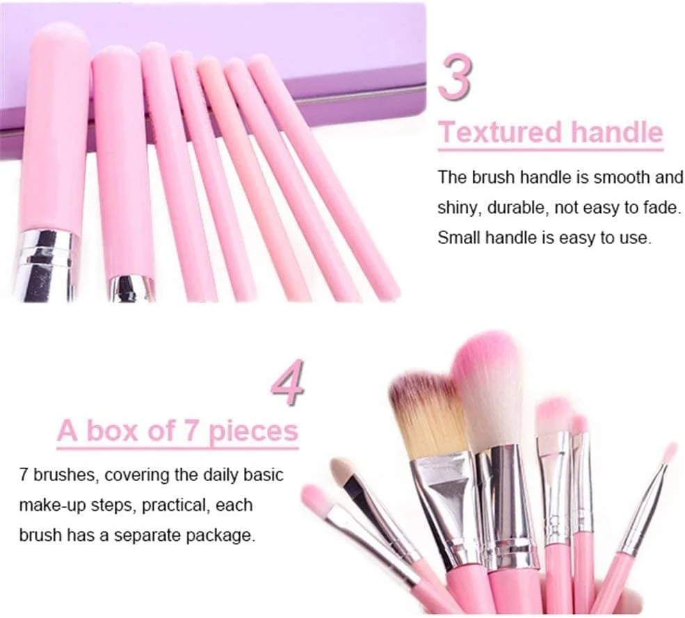 Prasadhkam Women's & Girl's Soft Bristles 7 Pcs Pink Makeup Brushes Set with 1 Pink Beauty Blender - (Pack of 8) Prasadhkam Women's & Girl's Soft Bristles 7 Pcs Pink Makeup Brushes Set with 1 Pink Beauty Blender - (Pack of 8)