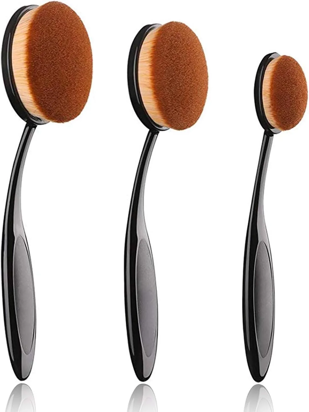 KHUSHI Oval Makeup Brush Set Upgraded 3pcs Fast Flawless Application Toothbrush Foundation Concealer Blusher Liquid Cream Powder Cosmetic Blending Tools