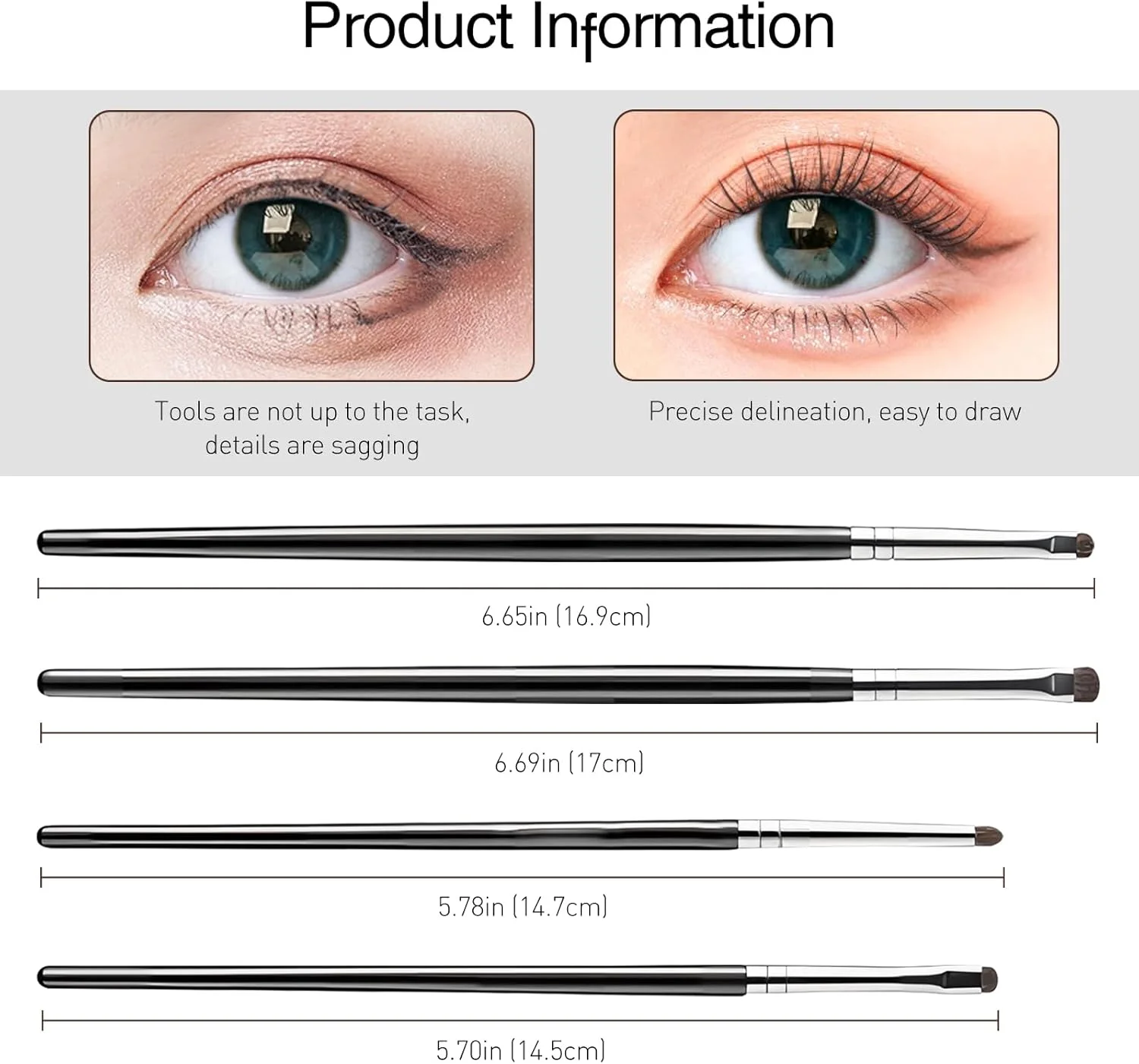 Kootinn 4-pcs Mini Smudge Brush for Eyeliner,Eyeshadow Brushes,Eyeliner Brush for Eye liner Blending, Highlighting brush,Concealer Brush, Natural Bristles Pony Hair Eye Makeup Brush Sets