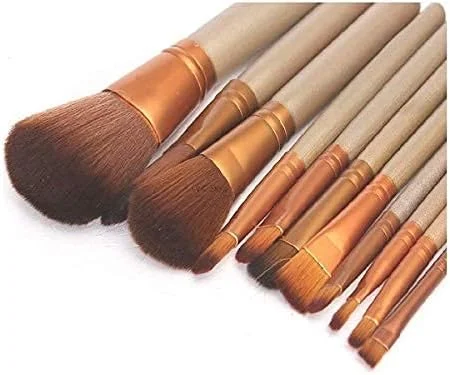ست براش آرایشی 12 عددی Kwish Naked 3 نایلونی و چوبی به همراه جعبه نگهداری (قهوه ای و بژ)