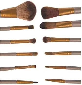ست براش آرایشی 12 عددی Kwish Naked 3 نایلونی و چوبی به همراه جعبه نگهداری (قهوه ای و بژ)