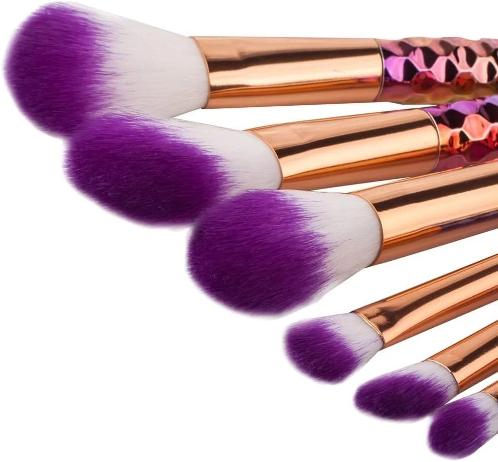LINGLING-MAKEUP BRUSH ست برس آرایشی دخترانه دسته الماسی قالب‌گیری شده 6 عددی برس سایه چشم آرایشی ابزار زیبایی و بادوام (رنگ: رنگارنگ)