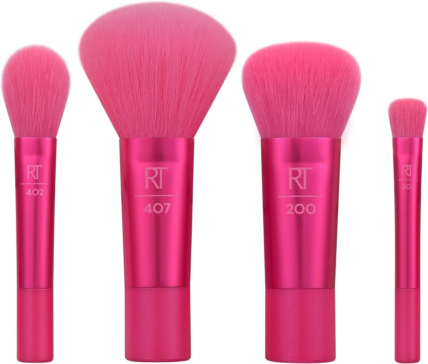 Real Techniques Limited Edition High Shine Mini Brush Kit, Travel Size Makeup Brush Set, For Liquid & Powder Makeup Products, Buildable Coverage, 4 Piece Gift Set