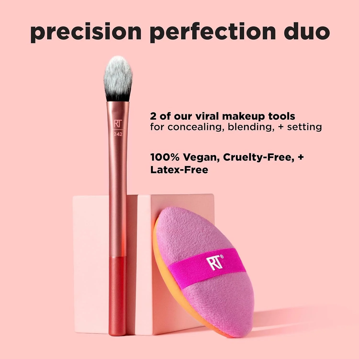 Real Techniques Precision Perfection Duo, Viral Kitten Paw Concealer Brush & Dual-Sided Powder Puff For Powder & Foundation, Travel Friendly Makeup Brush Set, Cruelty-Free, 2 Piece Set Real Techniques Precision Perfection Duo, Viral Kitten Paw Concealer Brush & Dual-Sided Powder Puff For Powder & Foundation, Travel Friendly Makeup Brush Set, Cruelty-Free, 2 Piece Set