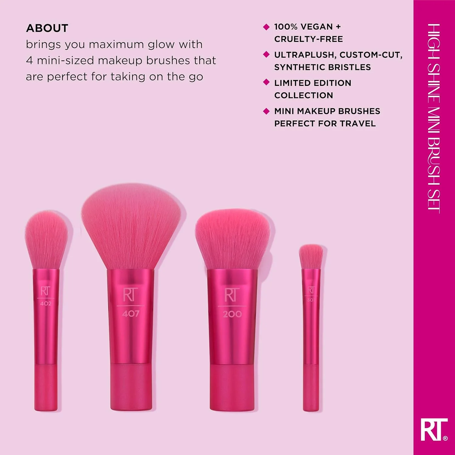 Real Techniques Limited Edition High Shine Mini Brush Kit, Travel Size Makeup Brush Set, For Liquid & Powder Makeup Products, Buildable Coverage, 4 Piece Gift Set Real Techniques Limited Edition High Shine Mini Brush Kit, Travel Size Makeup Brush Set, For Liquid & Powder Makeup Products, Buildable Coverage, 4 Piece Gift Set