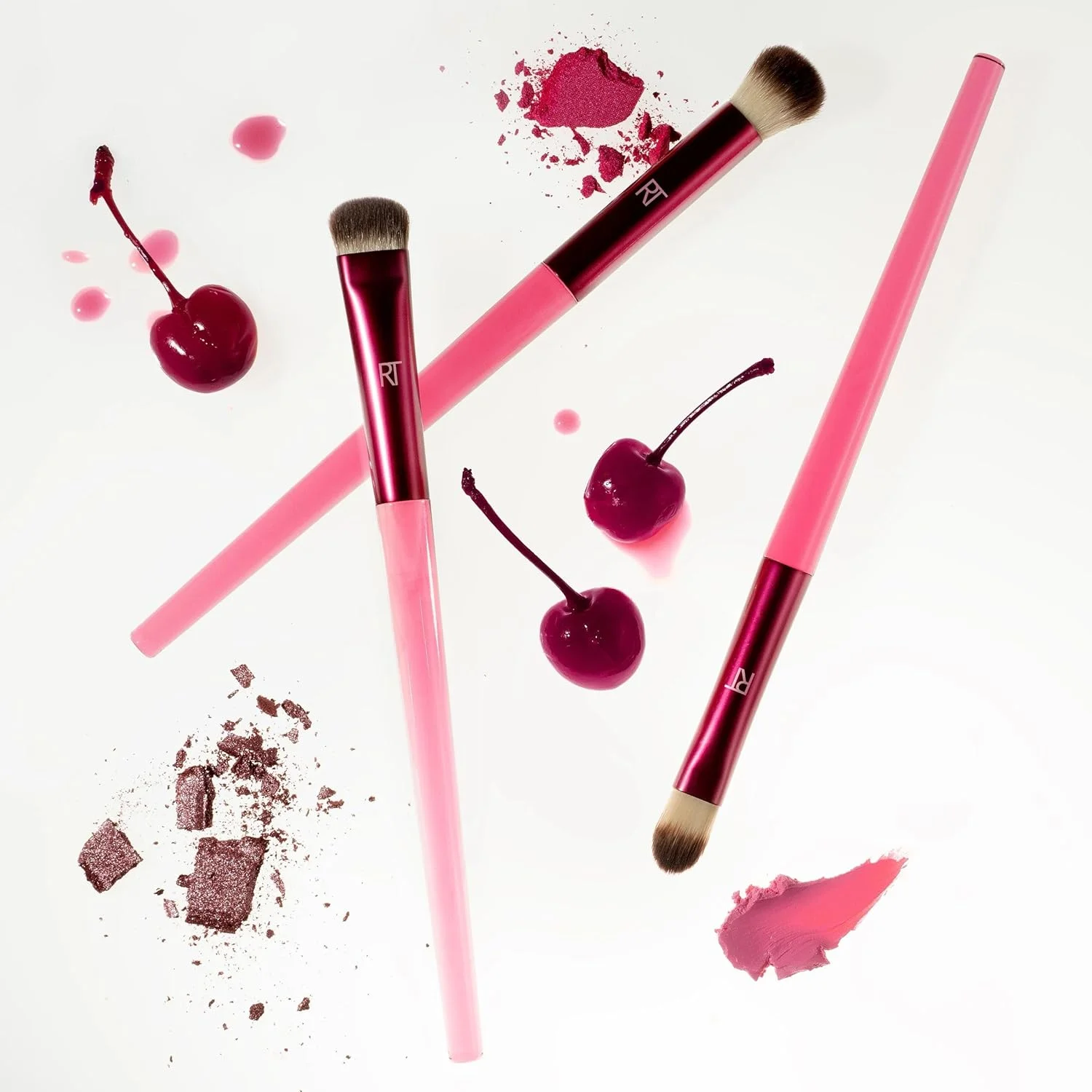 Real Techniques Cherry On Top MesmerEYES Brush Trio, Limited Edition Makeup Brush Set, Synthetic Bristles, Eyeshadow Blending Brushes, Vegan & Cruelty-Free, For Powder & Cream Shadow, 3 Piece Set Real Techniques Cherry On Top MesmerEYES Brush Trio, Limited Edition Makeup Brush Set, Synthetic Bristles, Eyeshadow Blending Brushes, Vegan & Cruelty-Free, For Powder & Cream Shadow, 3 Piece Set