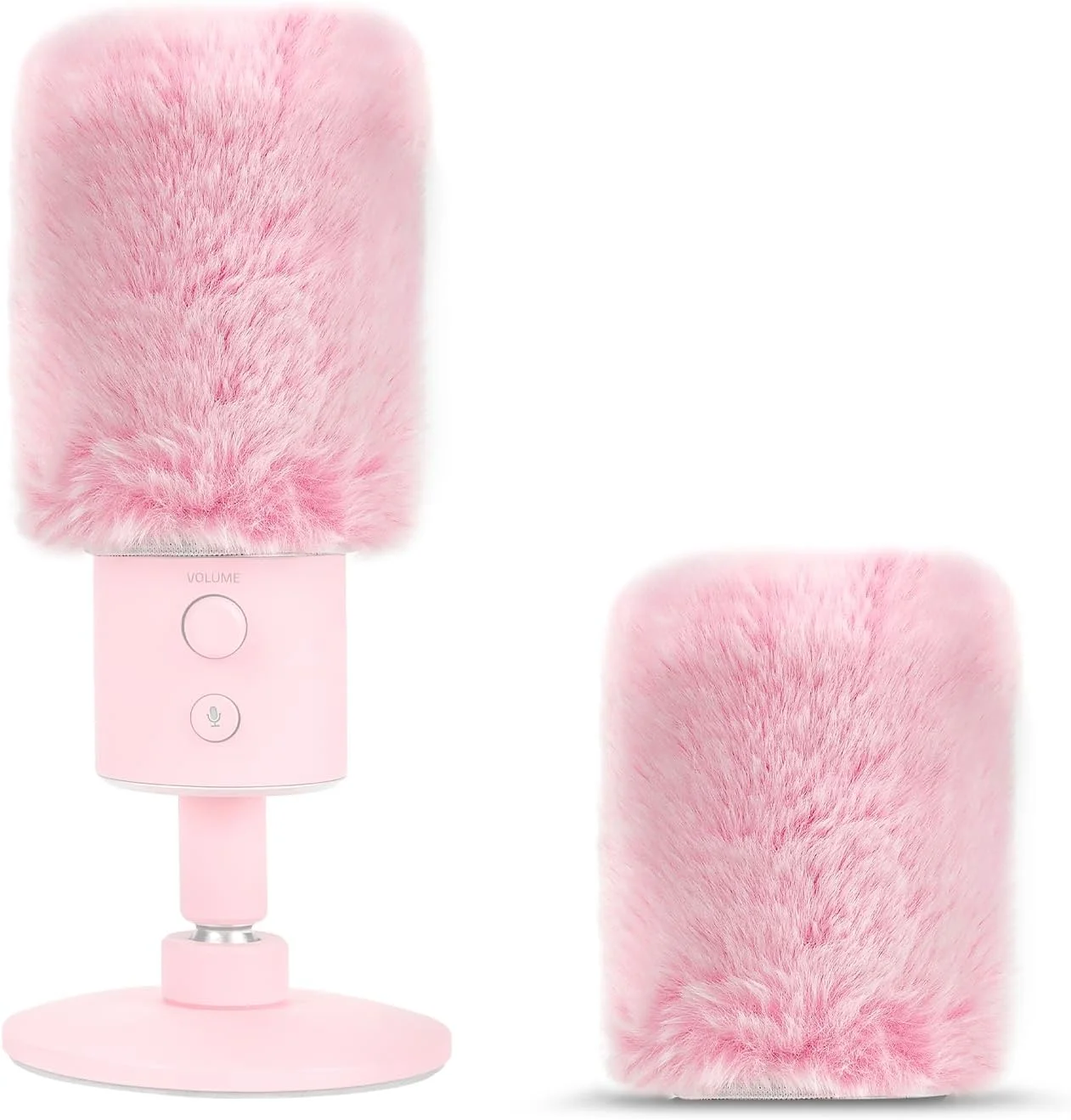 Geekria for Creators بادگیر خزدار سازگار با Razer Seiren X، Seiren Emote، Seiren Elite، پوشش میکروفون DeadCat، بادگیر، Windjammer، محافظ باد کرکی (صورتی / 2 عدد)