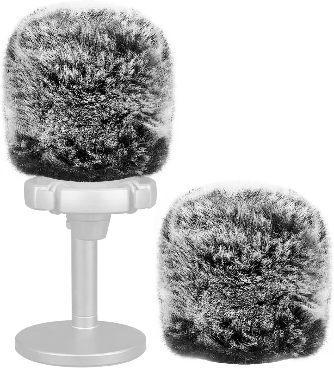 Geekria for Creators Furry Windscreen Compatible with FIFINE AmpliGame A6T, A6V, T669, T732, K669B, Mic DeadCat Wind Cover Muff, Windbuster, Windjammer, Fluff Cover Windshield (Grey 2 Pack)