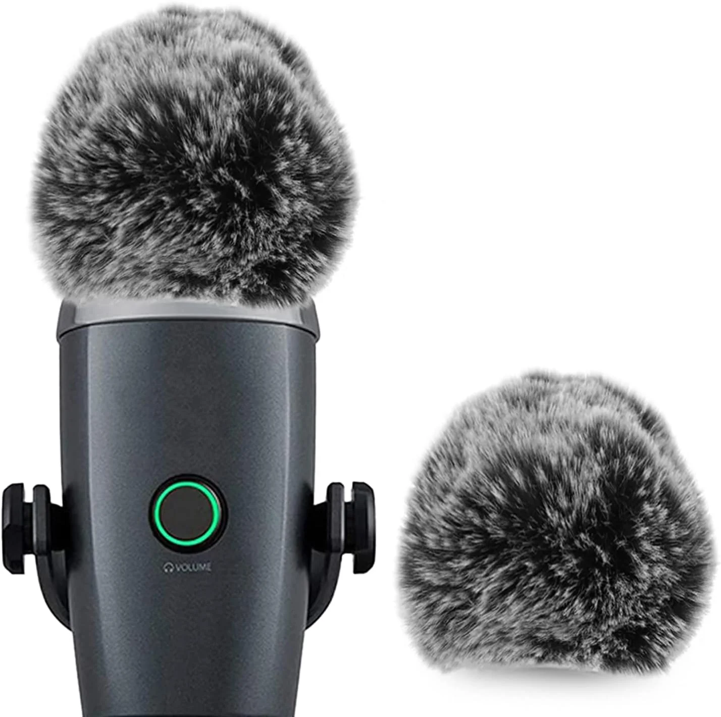 محافظ باد خزدار Geekria for Creators سازگار با Blue Yeti Nano، روکش ضد باد میکروفون DeadCat، محافظ باد کرکی (خاکستری / 2 عدد)