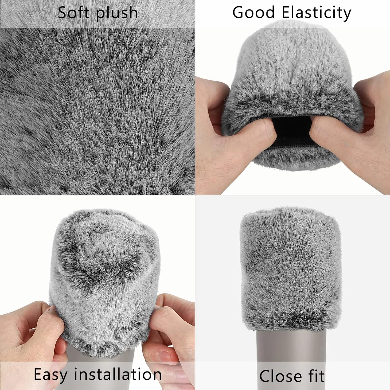 محافظ باد خزدار Geekria for Creators سازگار با میکروفون های RODE NT1, NT1-A, NT2-A, NT1000, NT2000, K2، روکش ضد باد DeadCat، محافظ باد، Windjammer، روکش کرکی شیشه جلو (خاکستری / 2 عدد)