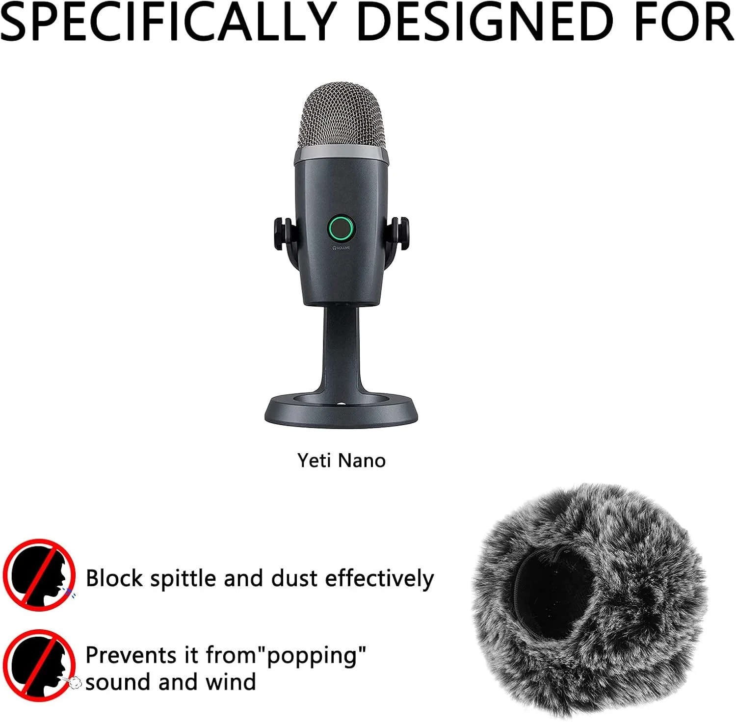 محافظ باد خزدار Geekria for Creators سازگار با Blue Yeti Nano، روکش ضد باد میکروفون DeadCat، محافظ باد کرکی (خاکستری / 2 عدد)