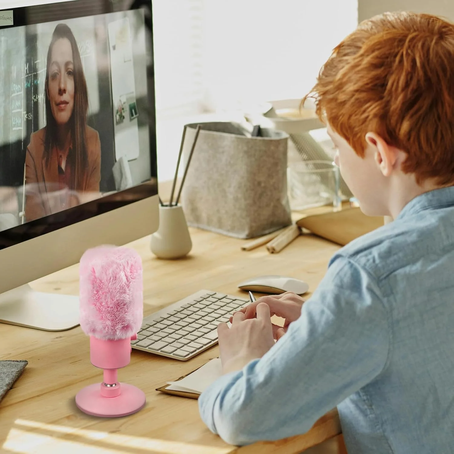 Geekria for Creators بادگیر خزدار سازگار با Razer Seiren X، Seiren Emote، Seiren Elite، پوشش میکروفون DeadCat، بادگیر، Windjammer، محافظ باد کرکی (صورتی / 2 عدد)