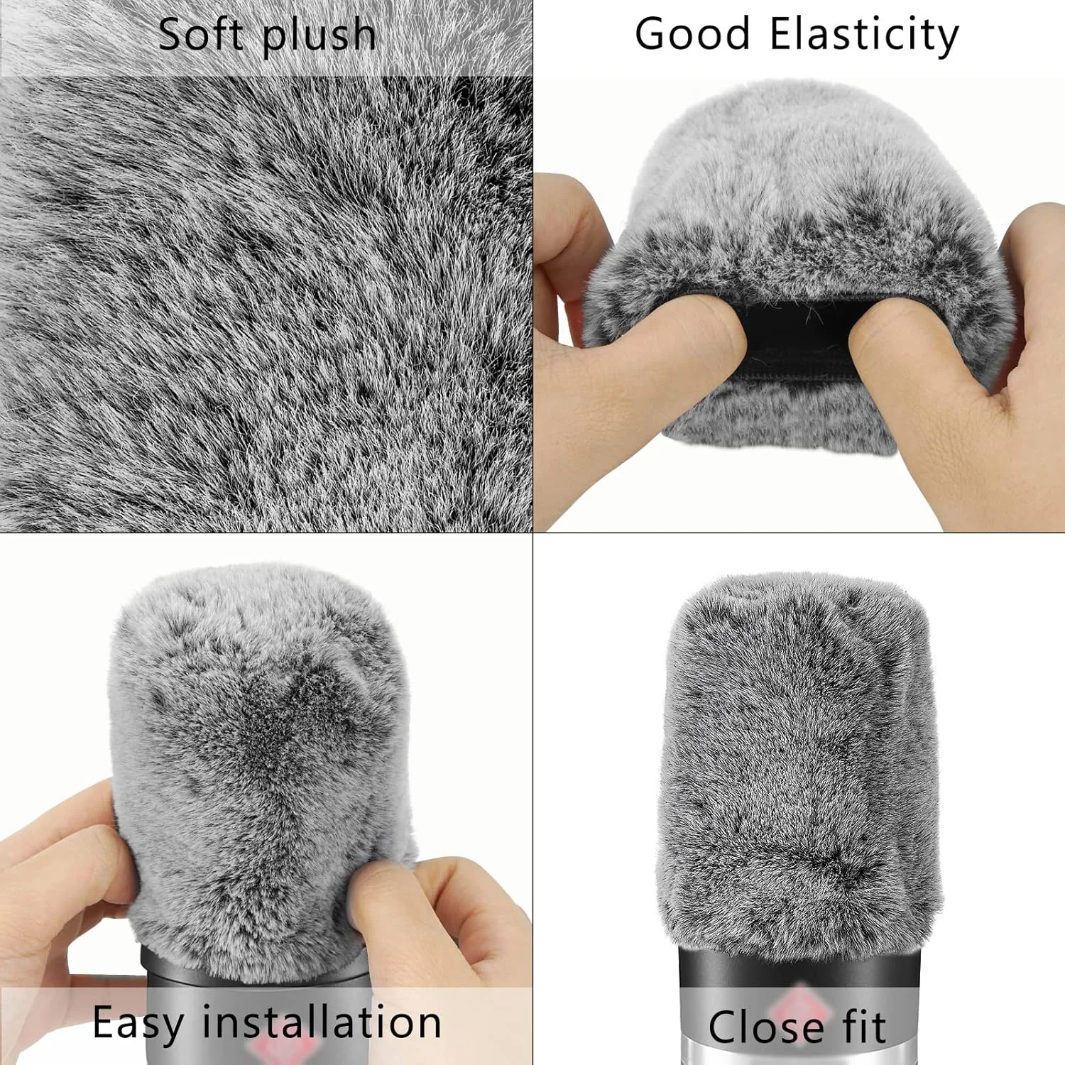Geekria for Creators Furry Windscreen Compatible with Sennheiser MK 4, MK 8, TLM 49 Mic DeadCat Wind Cover Muff, Windbuster, Fluff Cover Windshield (Grey / 2 Pack)