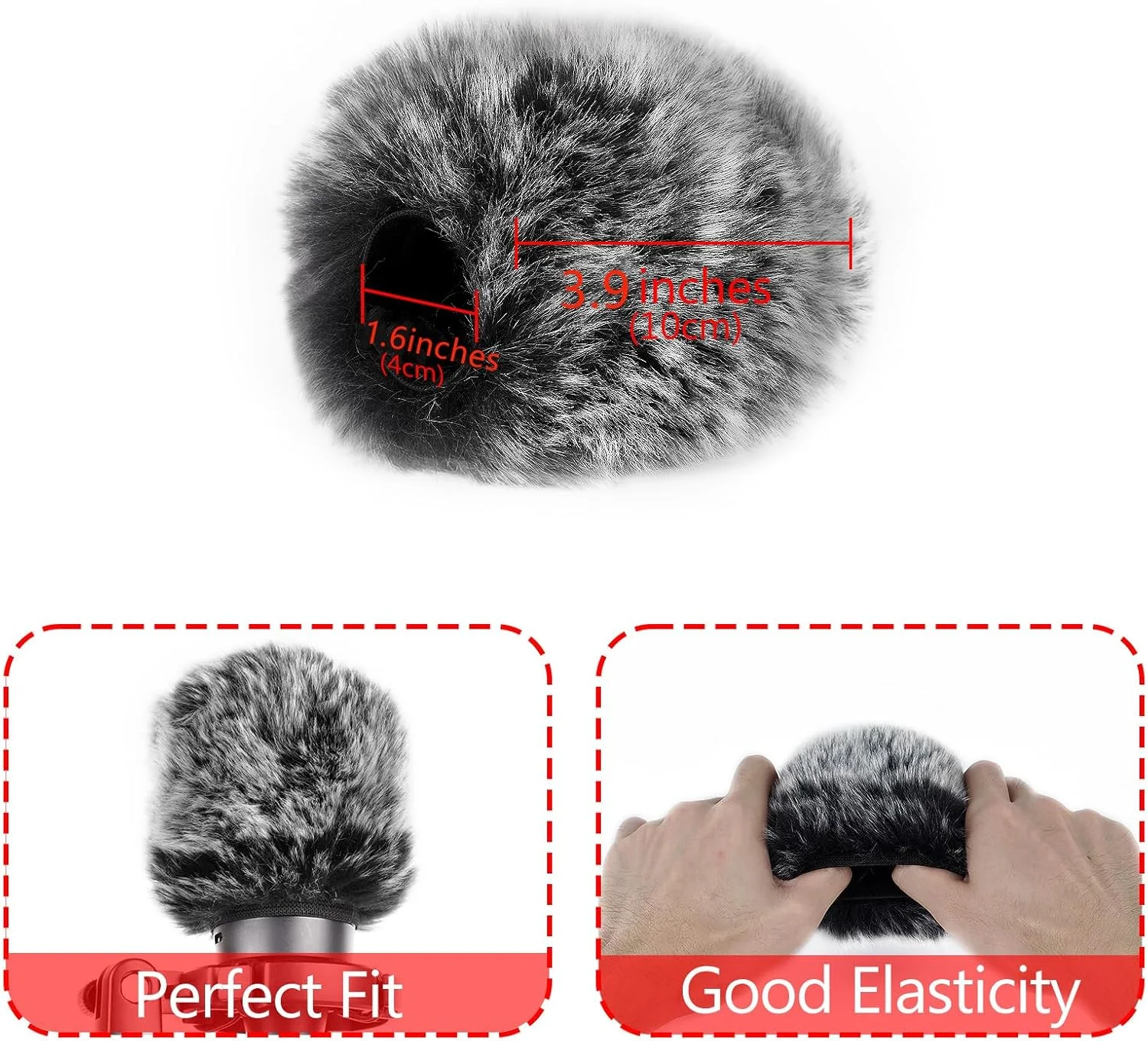 Geekria for Creators Furry Windscreen Compatible with FIFINE AmpliGame A6T, A6V, T669, T732, K669B, Mic DeadCat Wind Cover Muff, Windbuster, Windjammer, Fluff Cover Windshield (Grey 2 Pack)