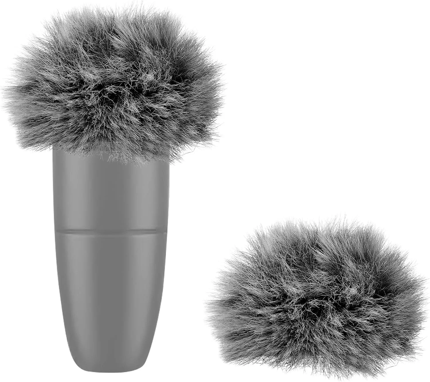 Geekria for Creators خز بادگیر برای میکروفون های با قطر 0.2 اینچ (5 میلی متر)، پوشش ضد باد میکروفون DeadCat، Windbuster، پوشش کرکی شیشه جلو سازگار با Sennheiser MKE (خاکستری / 2 عدد)