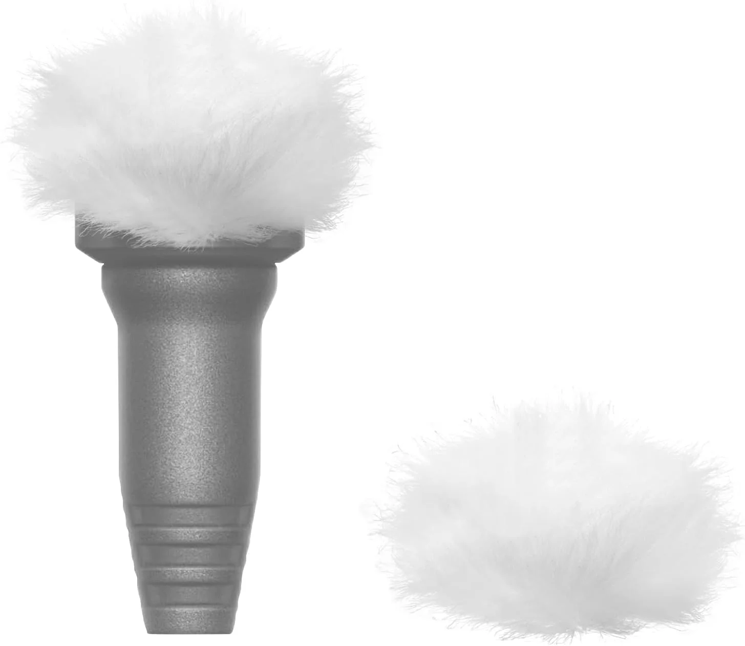 Geekria for Creators Furry Windscreen for 0.3'' (8mm) Diameter Microphone, Mic DeadCat Wind Cover Muff, Fluff Cover Windshield Compatible with Sennheiser ME2 (White / 2 Pack)