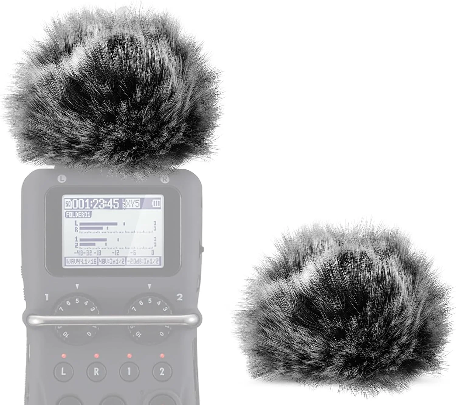 Geekria for Creators Furry Windscreen Compatible with ZOOM H5, H6 Handy Recorder, Mic DeadCat Wind Cover Muff, Fluff Cover Windshield, Portable Digital Recorder (Grey / 2 Pack)