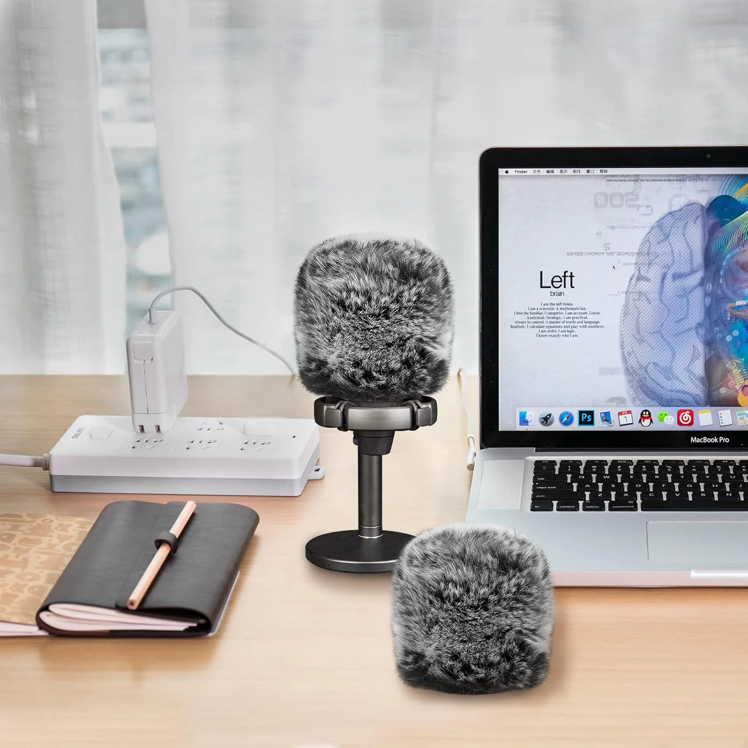 Geekria for Creators Furry Windscreen Compatible with FIFINE AmpliGame A6T, A6V, T669, T732, K669B, Mic DeadCat Wind Cover Muff, Windbuster, Windjammer, Fluff Cover Windshield (Grey 2 Pack)