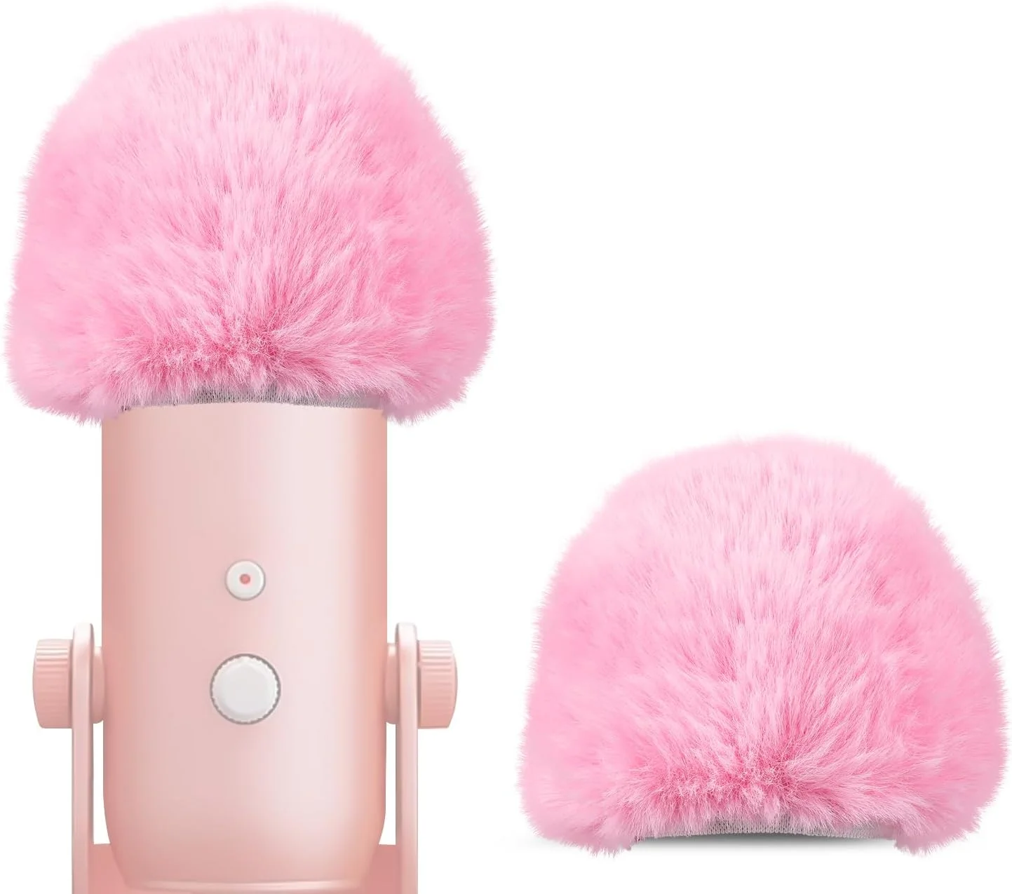 Geekria for Creators بادگیر خزدار سازگار با میکروفون Blue Yeti و Yeti Pro USB، پوشش ضد باد میکروفون DeadCat، محافظ باد، Windjammer، پوشش کرکی شیشه جلو (صورتی / 2 عدد)