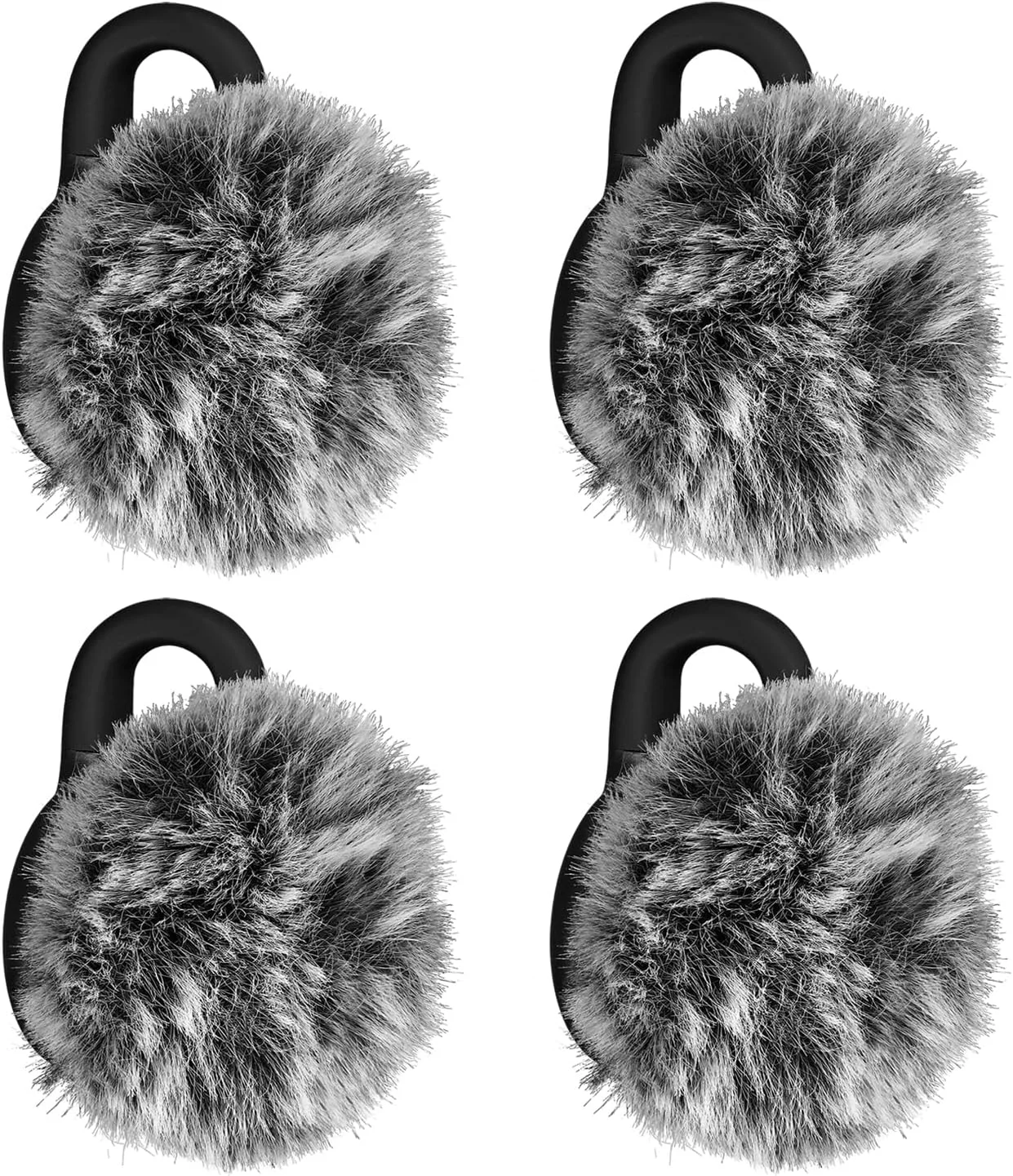 Geekria for Creators بادگیر خزدار برای Lark M2S، سازگار با میکروفون بی سیم Hollyland Lark M2S، روکش میکروفون DeadCat، روکش کرکی شیشه جلو، کاهش نویز باد (خاکستری / 4 عدد)