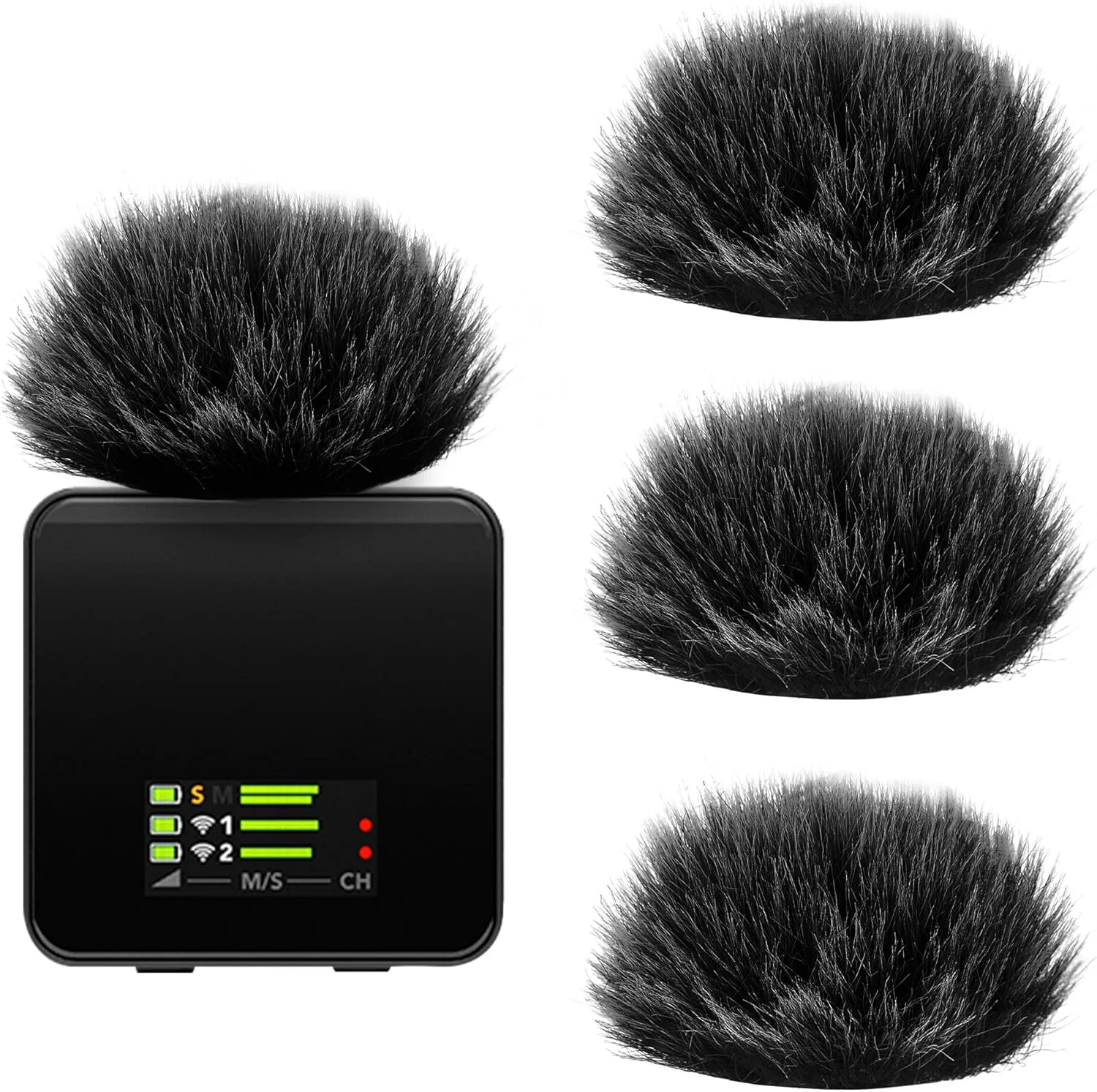 محافظ باد خزدار Geekria for Creators سازگار با میکروفون Rode Wireless GO Gen 3 III، GO 2، PRO، ME، روکش ضد باد DeadCat، روکش کرکی شیشه جلو، کاهش نویز باد (مشکی / بسته 4 عددی)