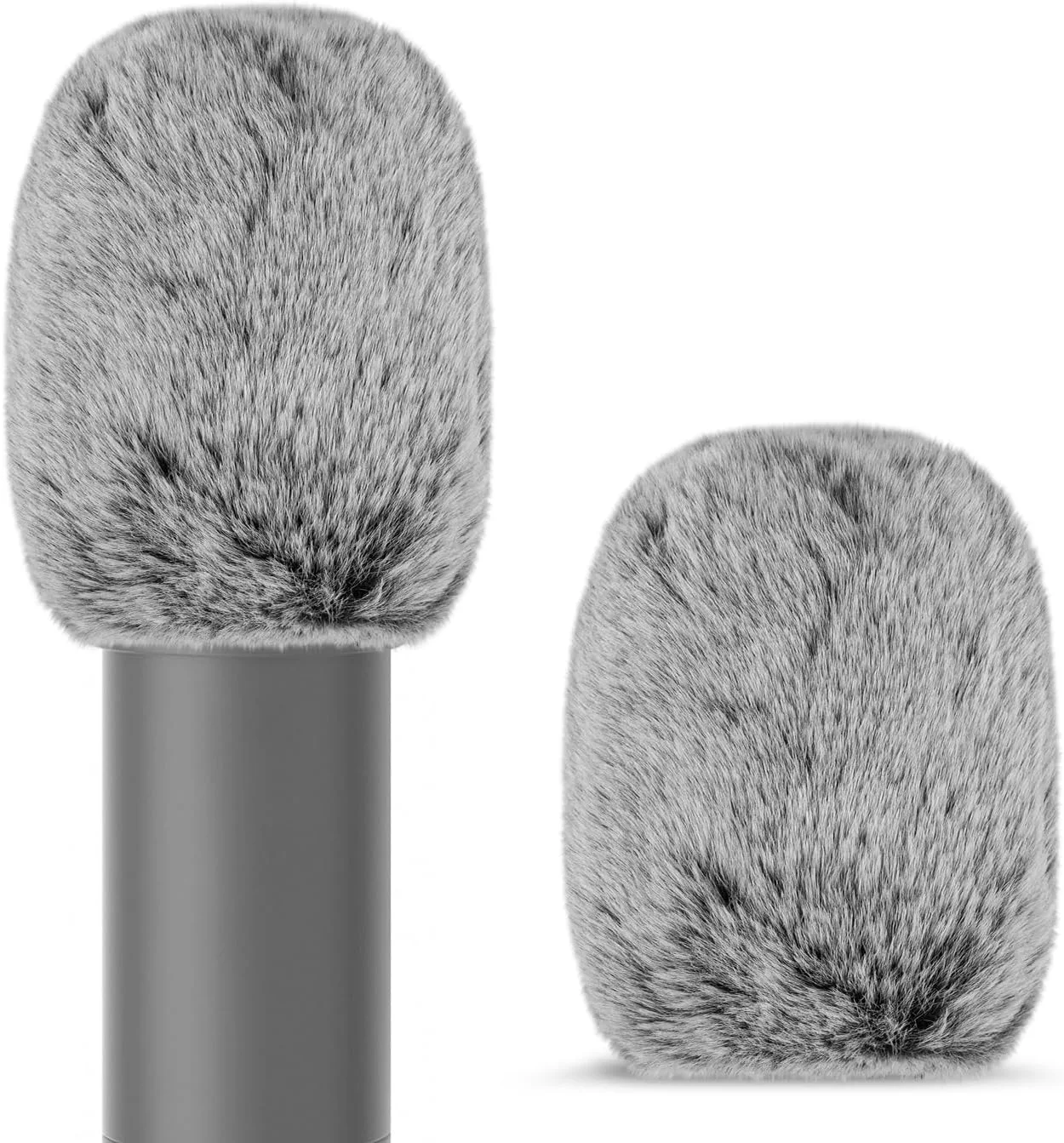 Geekria for Creators بادگیر خزدار برای میکروفون های با قطر 1 اینچ (25 میلی متر)، پوشش ضد باد میکروفون DeadCat، محافظ باد، Windjammer، پوشش کرکی شیشه جلو سازگار با MXL 770 (خاکستری / 2 بسته)