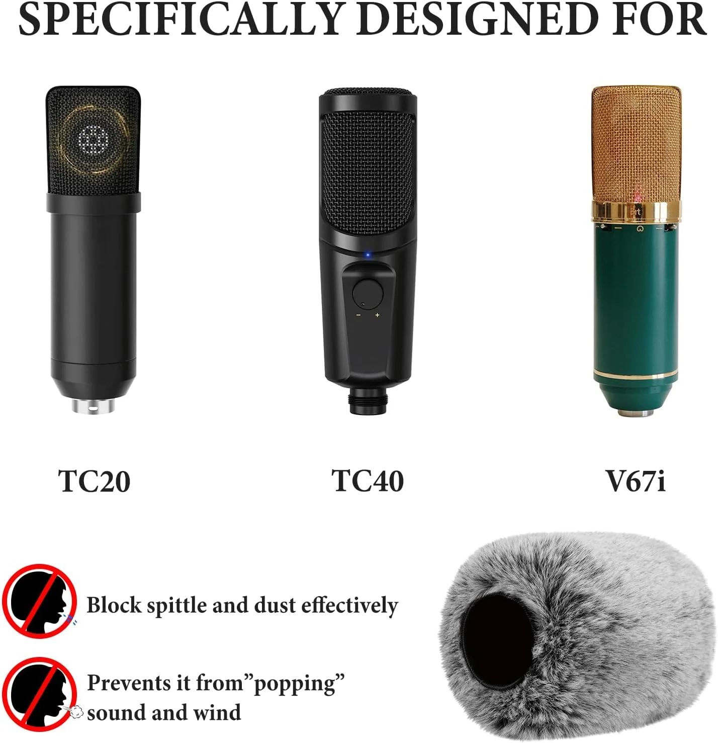 Geekria for Creators بادگیر خزدار برای میکروفون های با قطر 1 اینچ (25 میلی متر)، پوشش ضد باد میکروفون DeadCat، محافظ باد، Windjammer، پوشش کرکی شیشه جلو سازگار با MXL 770 (خاکستری / 2 بسته)