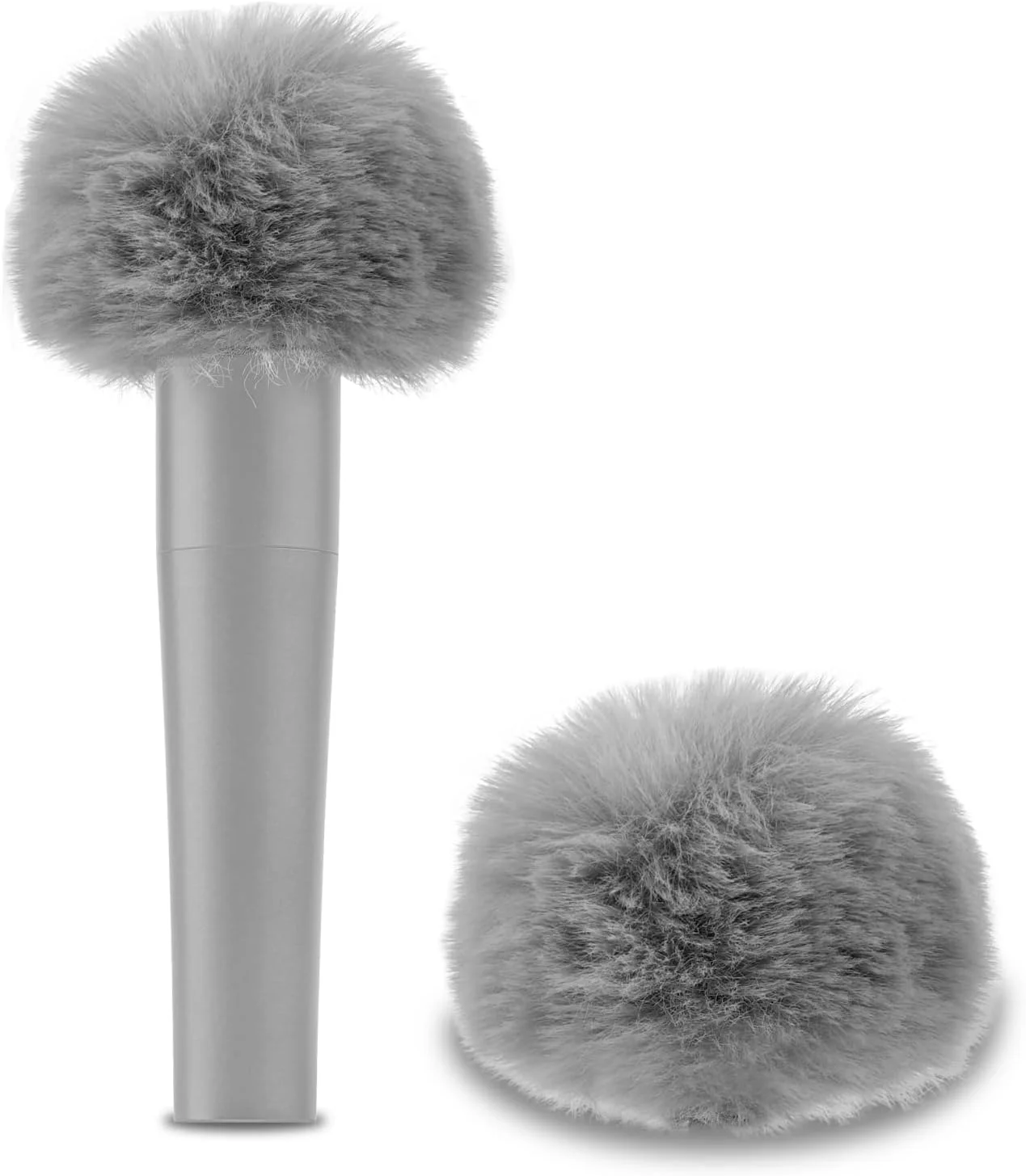 Geekria for Creators خز بادگیر سازگار با میکروفون های Shure SM57 و SM81-LC، روکش خزدار میکروفون، روکش کرکی شیشه جلو، کاهش نویز باد (خاکستری / 2 عدد)