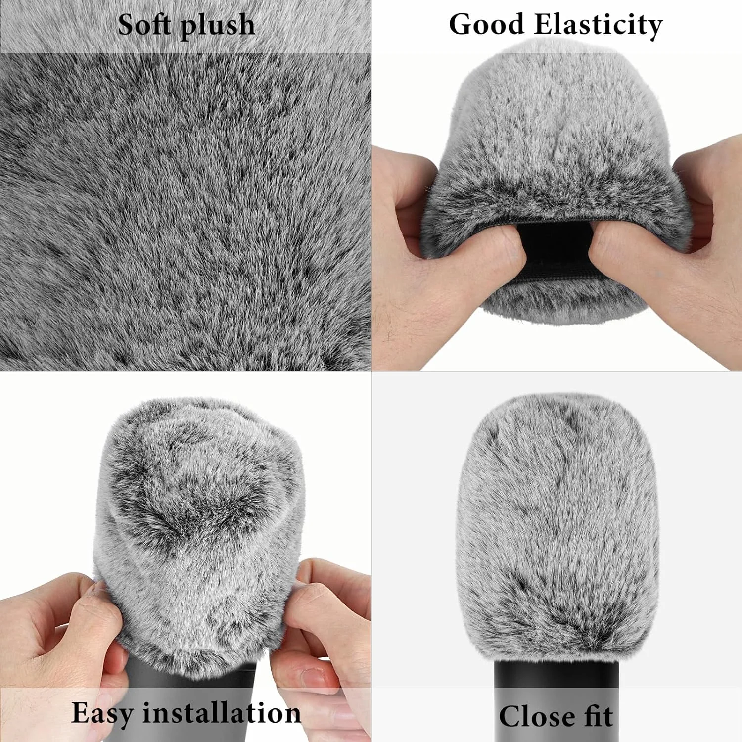 Geekria for Creators بادگیر خزدار برای میکروفون های با قطر 1 اینچ (25 میلی متر)، پوشش ضد باد میکروفون DeadCat، محافظ باد، Windjammer، پوشش کرکی شیشه جلو سازگار با MXL 770 (خاکستری / 2 بسته)