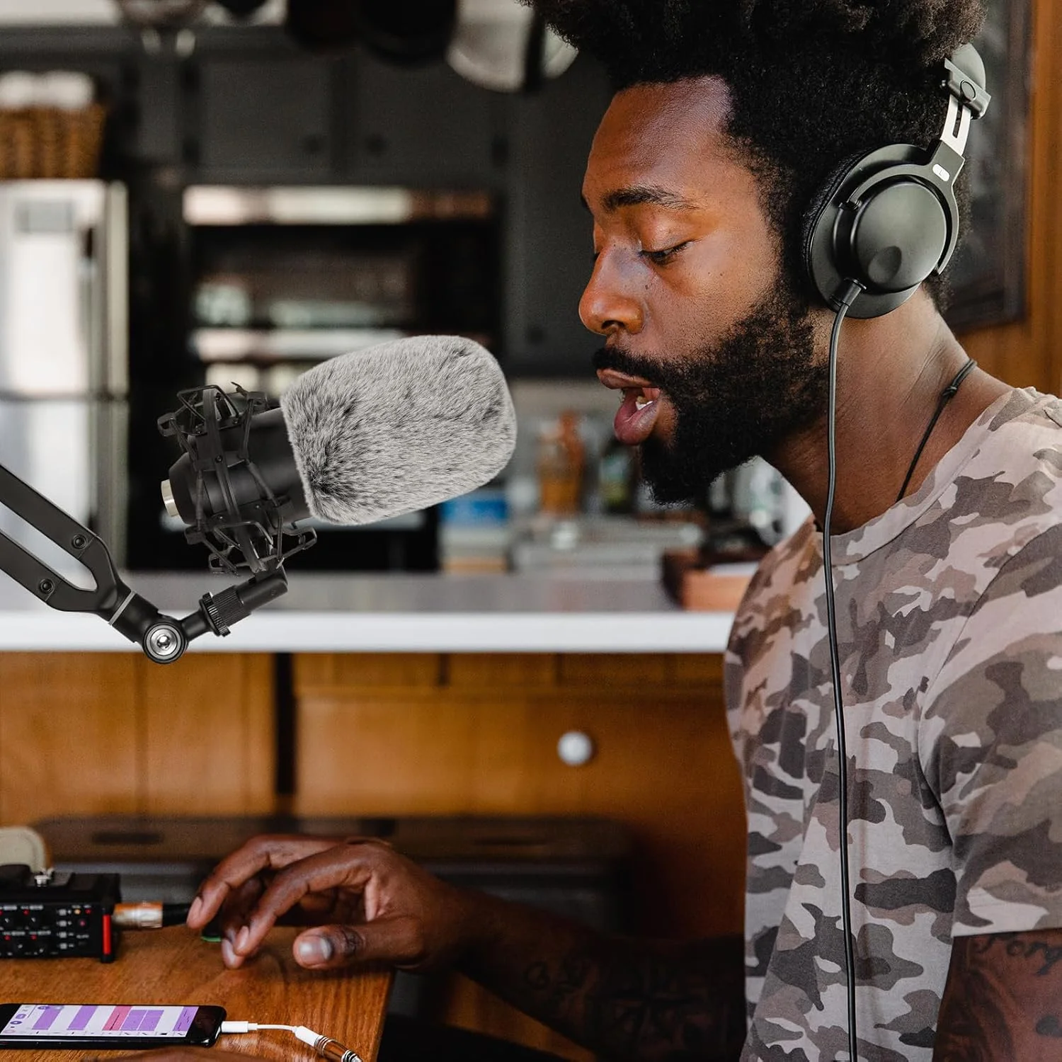 Geekria for Creators بادگیر خزدار برای میکروفون های با قطر 1 اینچ (25 میلی متر)، پوشش ضد باد میکروفون DeadCat، محافظ باد، Windjammer، پوشش کرکی شیشه جلو سازگار با MXL 770 (خاکستری / 2 بسته)