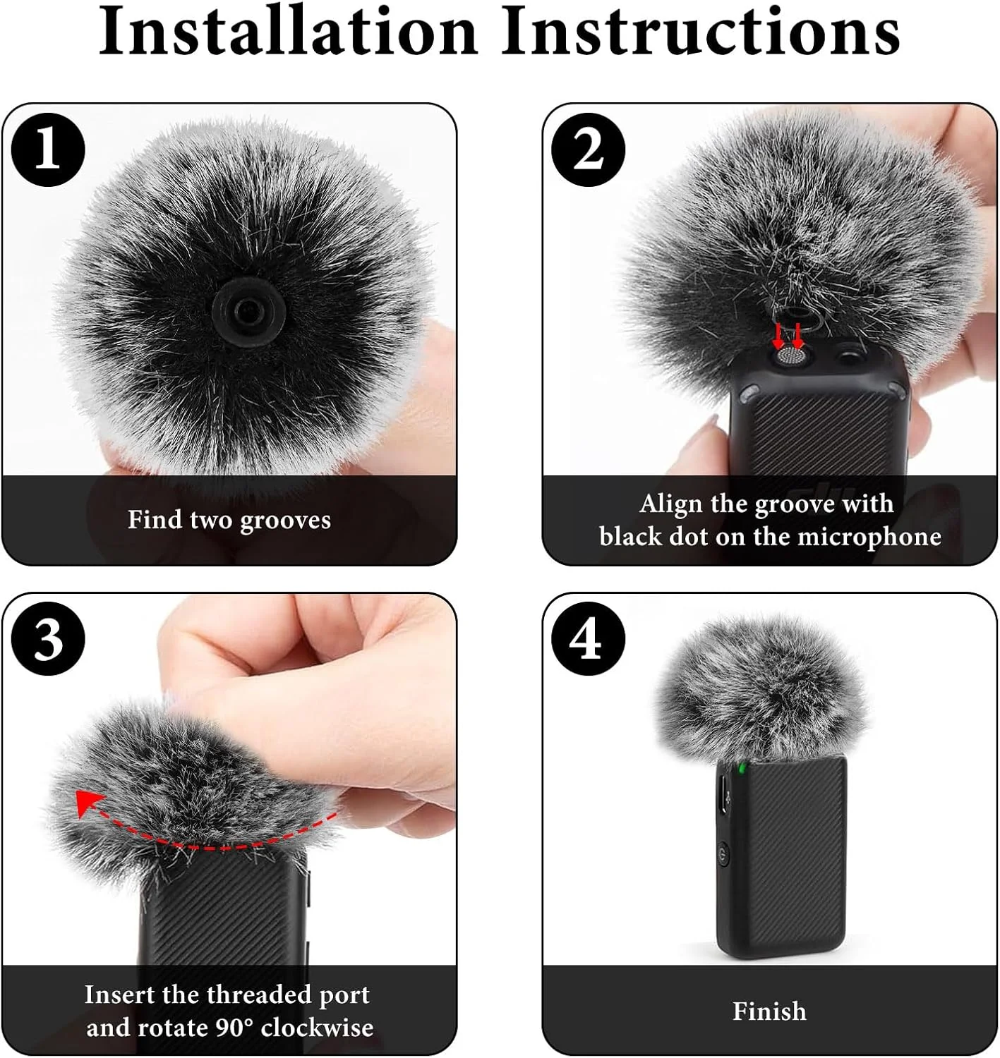 Geekria for Creators روکش خزدار میکروفون سازگار با DJI Mic، روکش ضد باد میکروفون DeadCat، روکش کرکی شیشه جلو، کاهش نویز باد (خاکستری / 2 عدد)