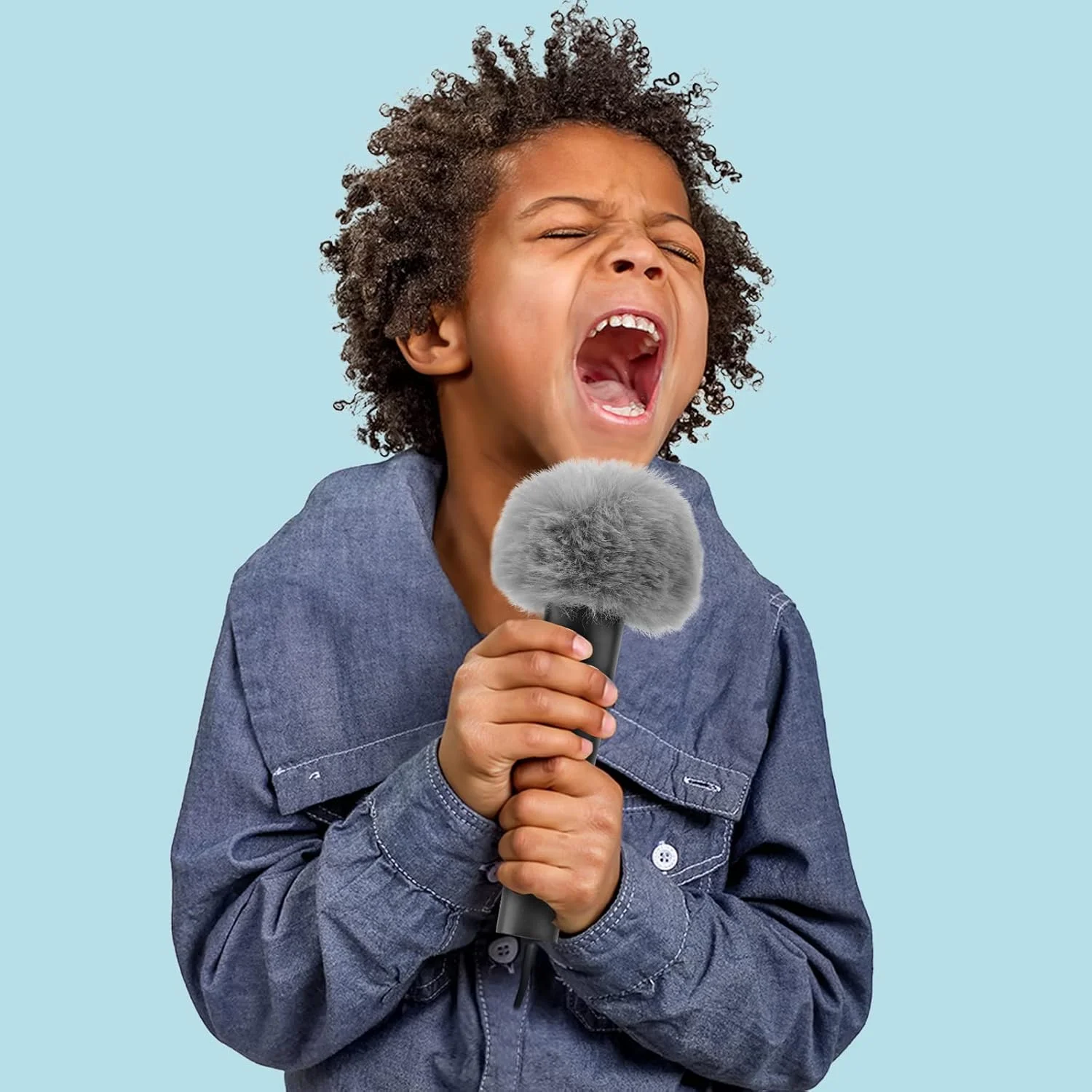 Geekria for Creators خز بادگیر سازگار با میکروفون های Shure SM57 و SM81-LC، روکش خزدار میکروفون، روکش کرکی شیشه جلو، کاهش نویز باد (خاکستری / 2 عدد)