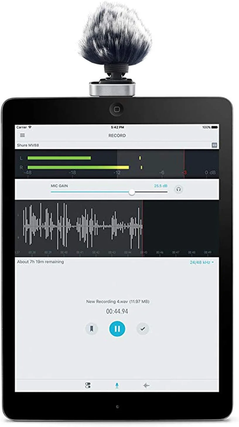 YOUSHARES محافظ باد خزدار میکروفون - فیلتر پاپ سفارشی برای میکروفون، پوشش بادگیر Deadcat برای بهبود کیفیت صدای میکروفون استریو دیجیتال Shure MV88 iOS (مشکی)
